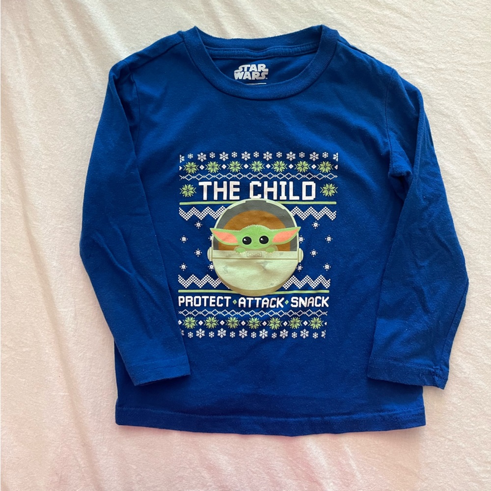 Blue Baby Yoda Boys 3T Long Sleeve Shirt Star Wars